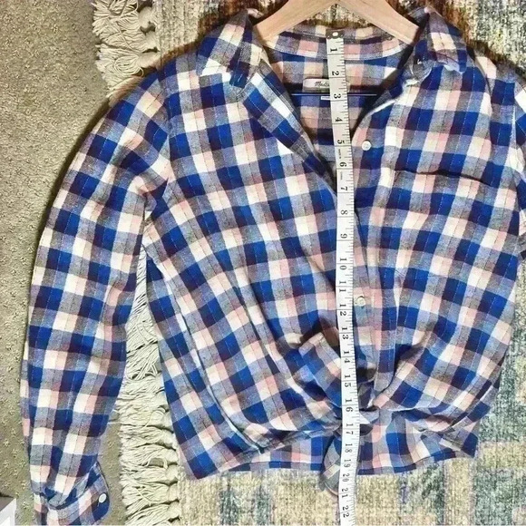 Madewell Women’s Plaid Button Down Tie Front Flannel Size Small - Picture 12 of 13